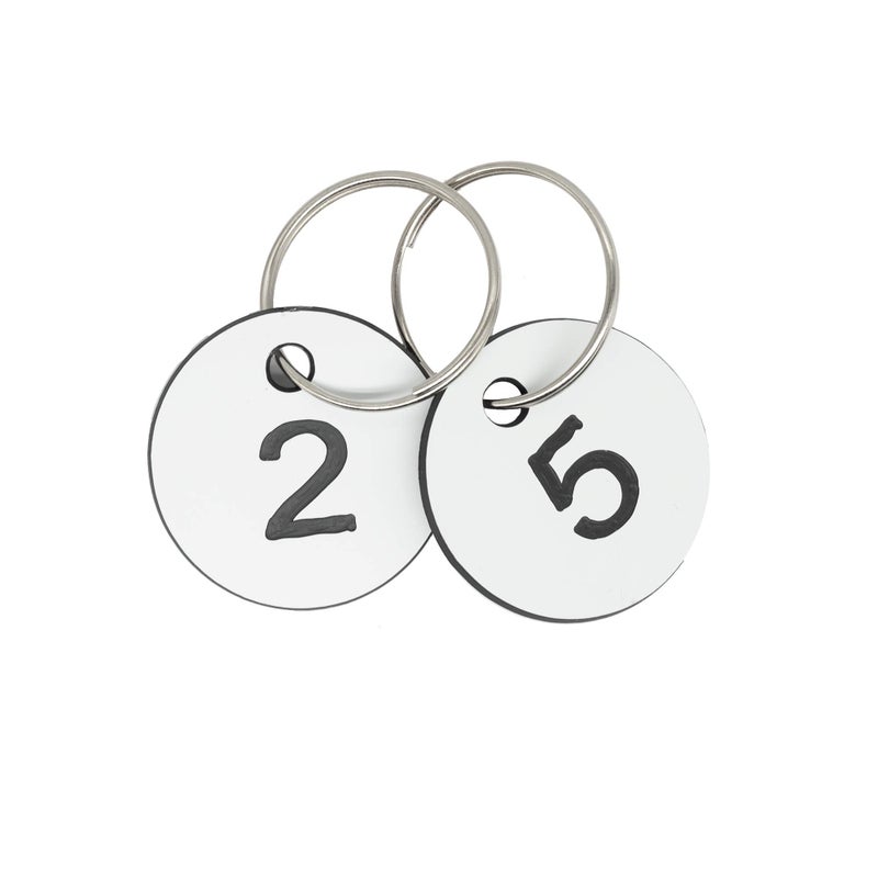 StayMax Plastic ID Number Tags Key Tags with Key Rings (1-100, White) - Image 3
